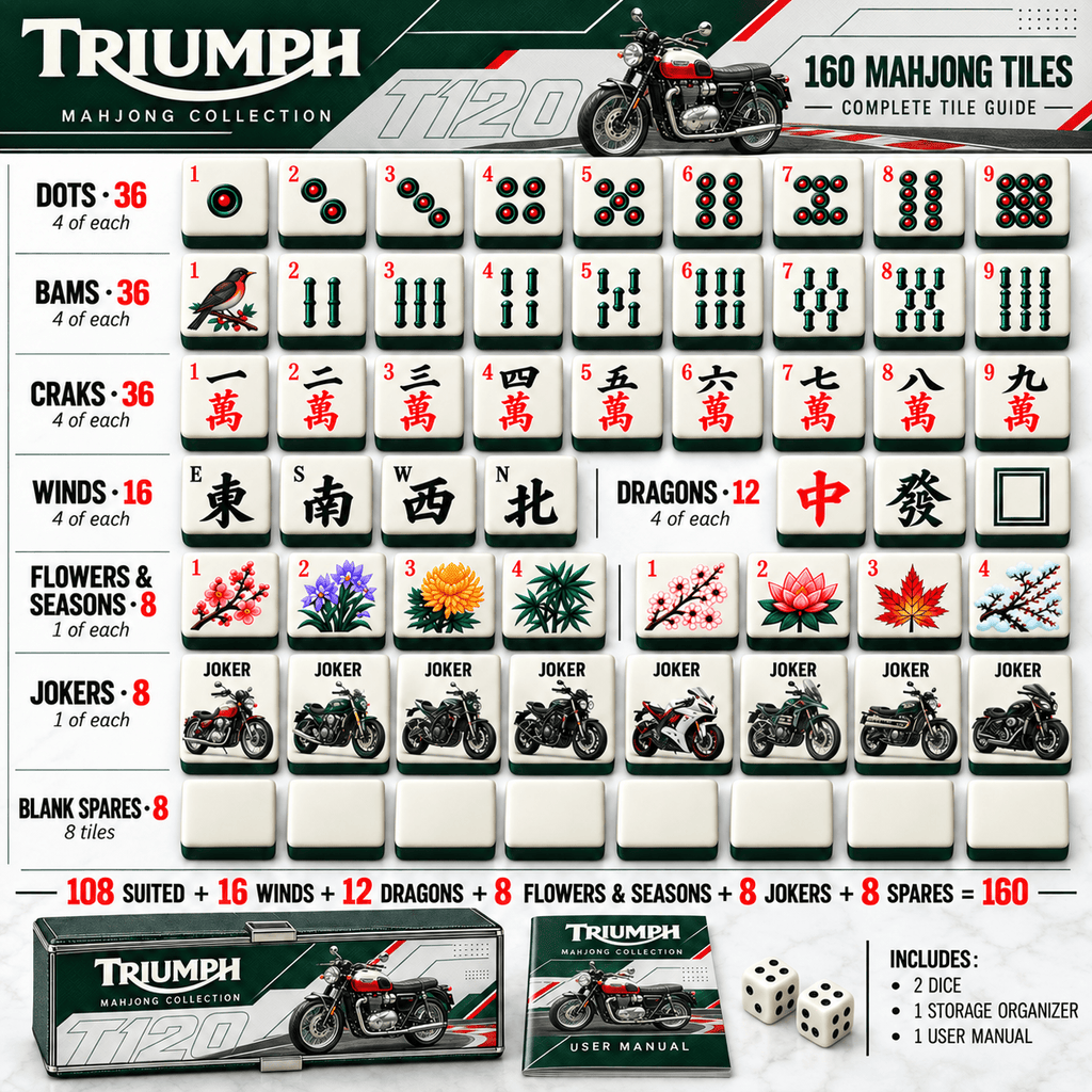 Premium TRI Mahjong Tiles Set TTMH