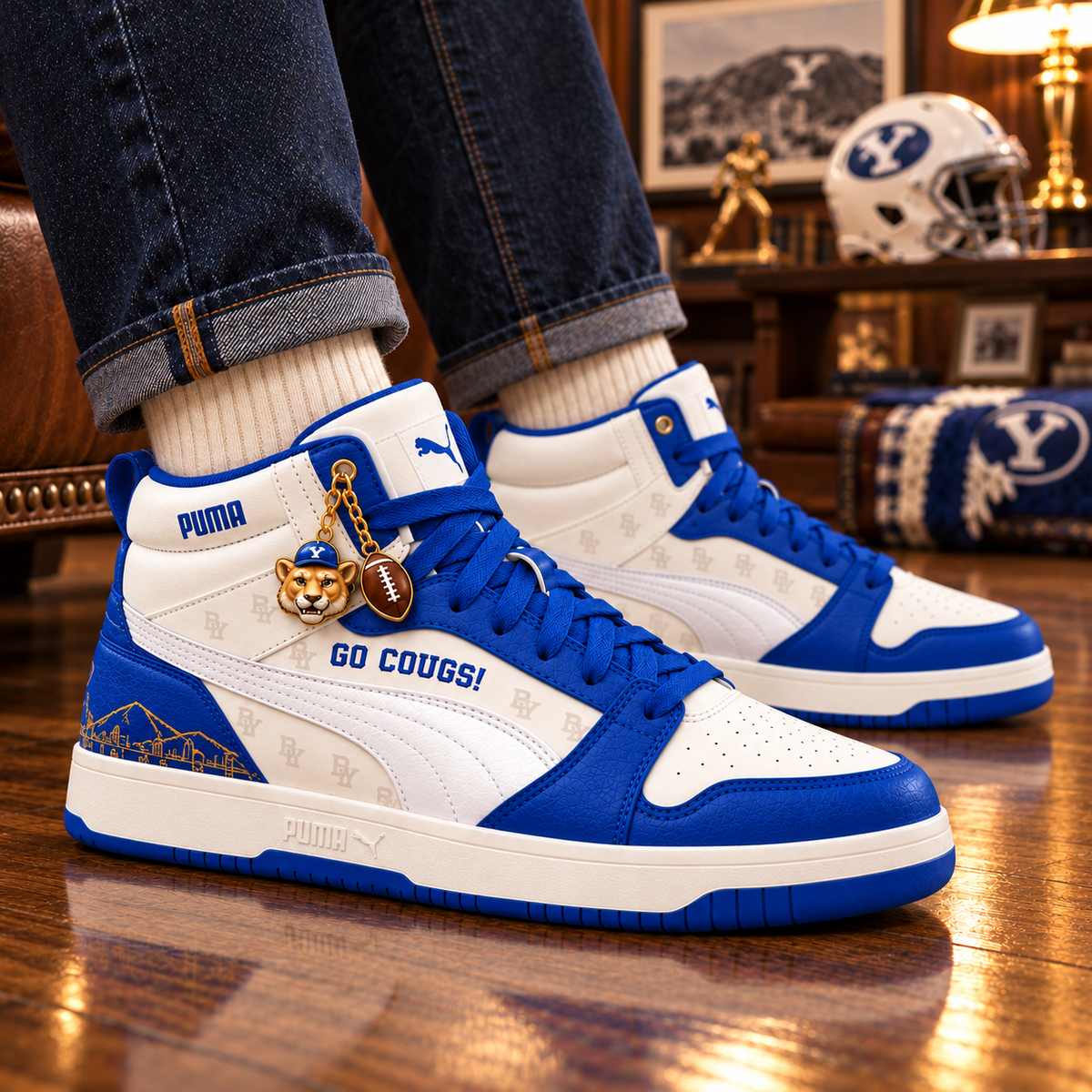 BYU Premium Mid-Top Sneakers with Charms PNPA