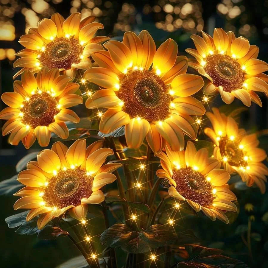 2/4Pack 1 Head Solar Simulation Sunflower LED Lights Garden Yard Lawn Night Lights Landscape Lamp Decor Christmas Flower Light