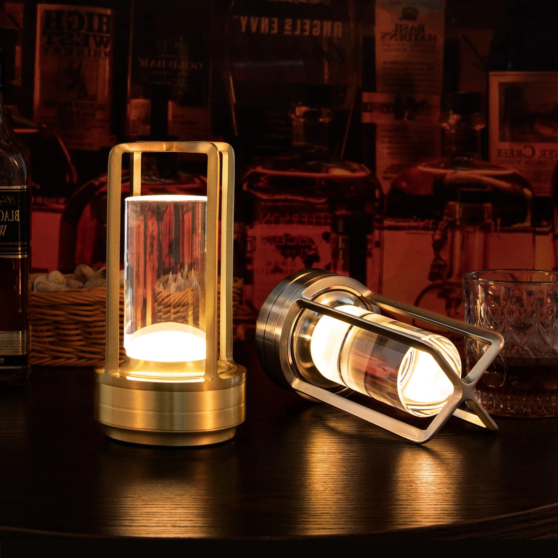 Cordless Table Lamp Retro Bar ABS Desk LED Lamps Rechargeable Touch Dimming Night Light Restaurant Bedroom Home Outdoor Decor